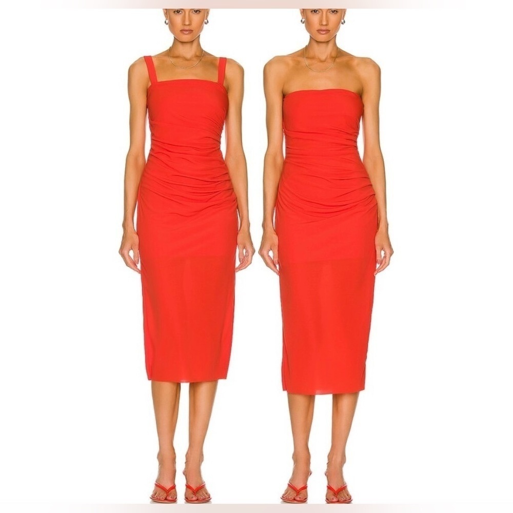 HELMUT LANG Twist Midi Dress in Poppy - Picture 5 of 10